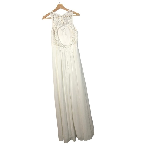 Lulu's Ivory White So Far Lace Bust Open Back Formal Gown S - Picture 3 of 8